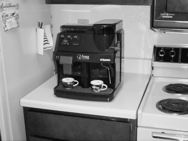 Front right of my espresso machine.