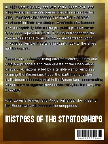 Mistress of the Stratosphere' back cover